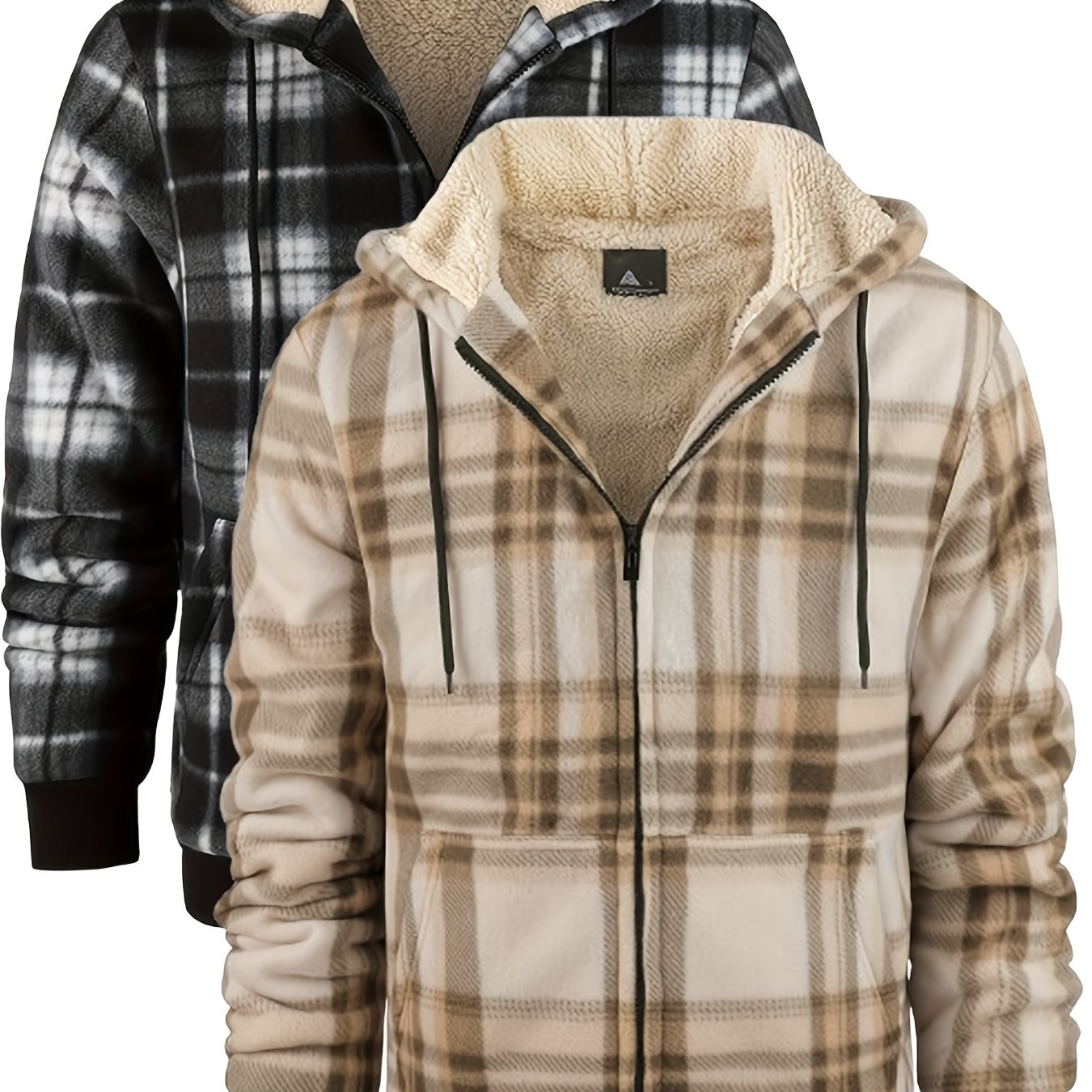 Men's Hooded Jacket Flannel-Lined Winter Outerwear Casual