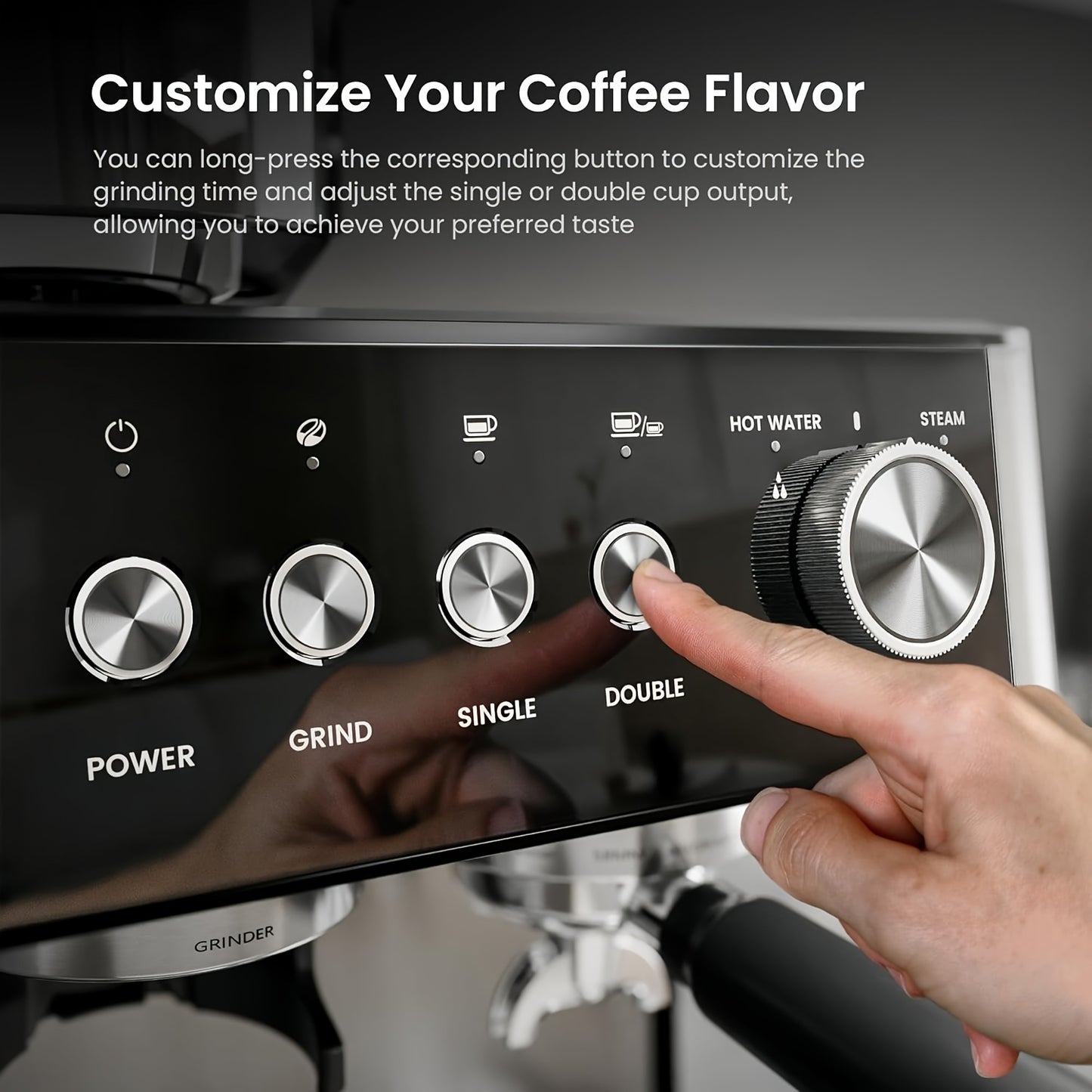 CRZOE Espresso Machine With Powerful Built-In Grinder