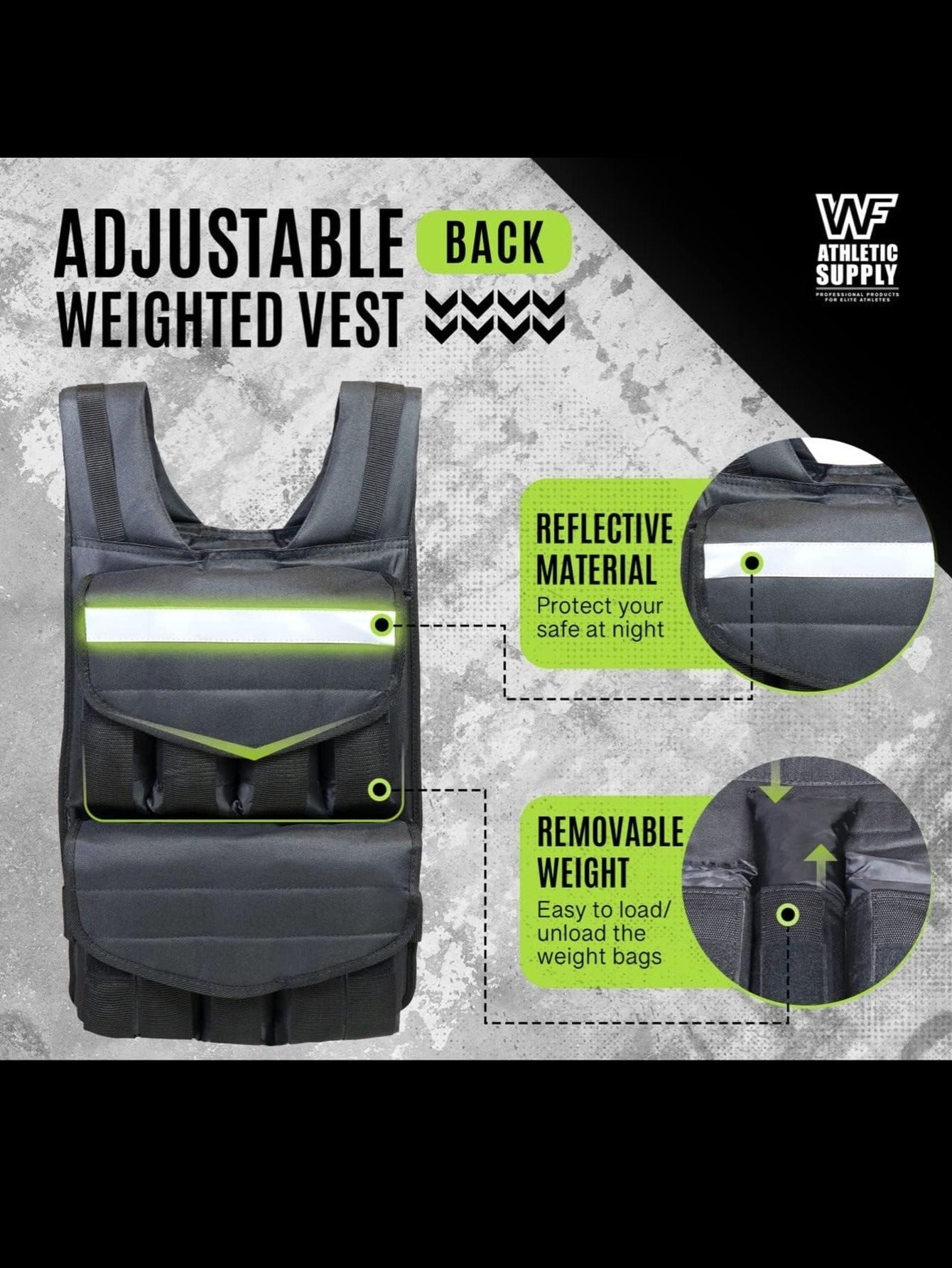 CAPHAUS Weighted Vest For Strength Training Adjustable 50 Lb