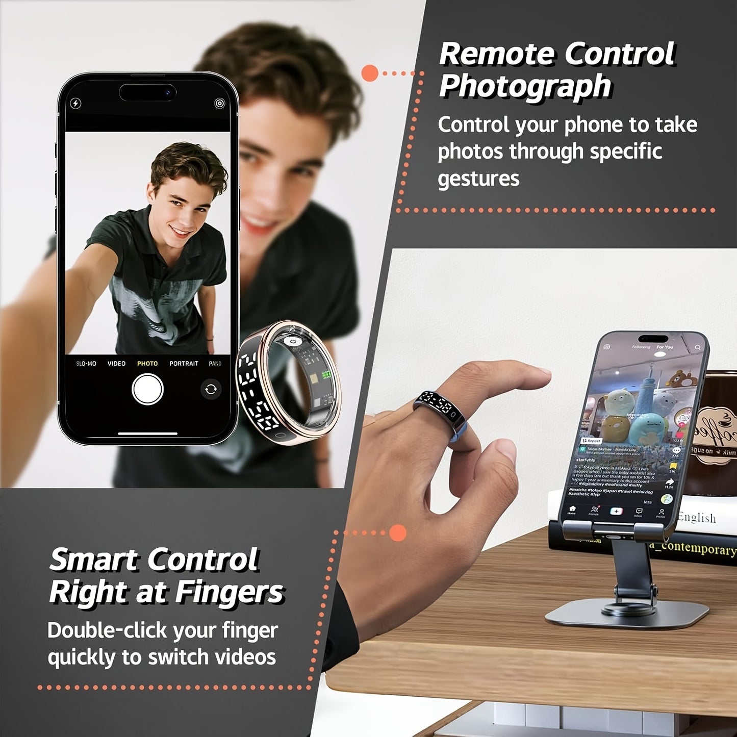 Smart Health Ring Titanium Alloy With Display