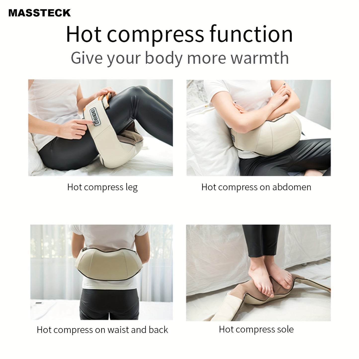 MASSTECK Shiatsu Neck Massager with Heat, 3D Kneading for Neck Back Shoulder, Relax at Home Office & Car, Gift for Mom Dad Women Men, Christmas Gift