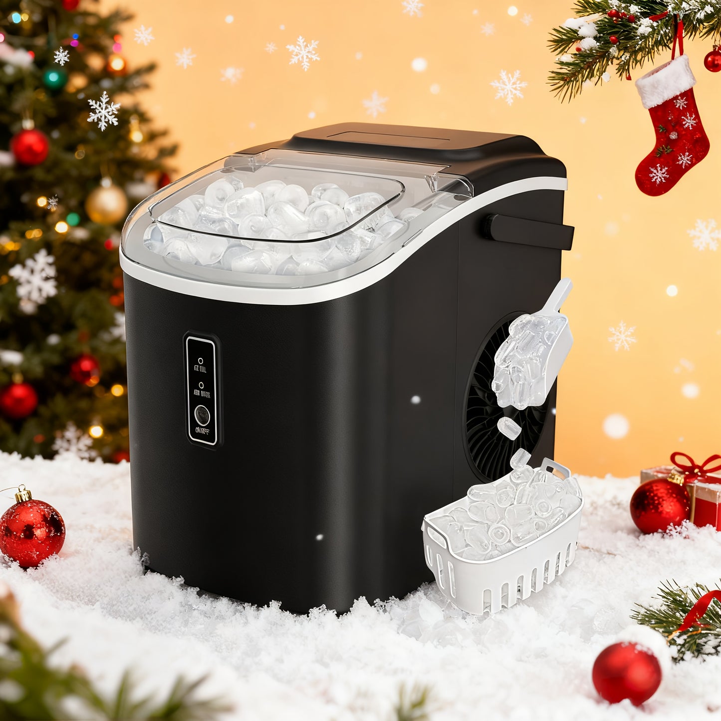 26/29Lbs Bullet Ice Maker, Produces Ice in 6 Minutes, Features Self-Cleaning, And Is a Portable Countertop Ice Machine Complete with a Scoop And Basket, Suitable for Home, Office, RV, Or Camping