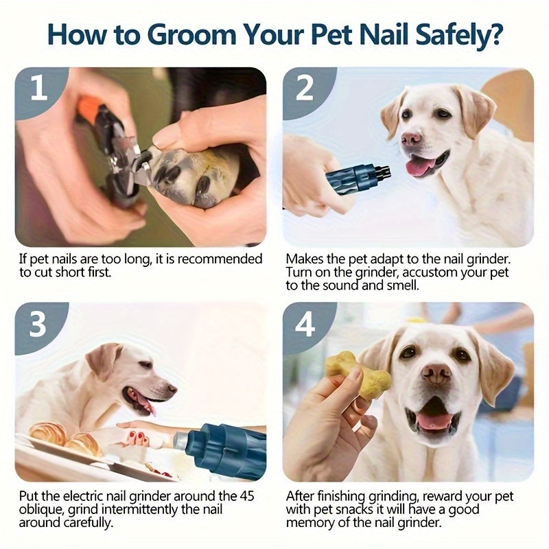 Dog Nail Grinder 2-Speed Rechargeable LED Light for Pets