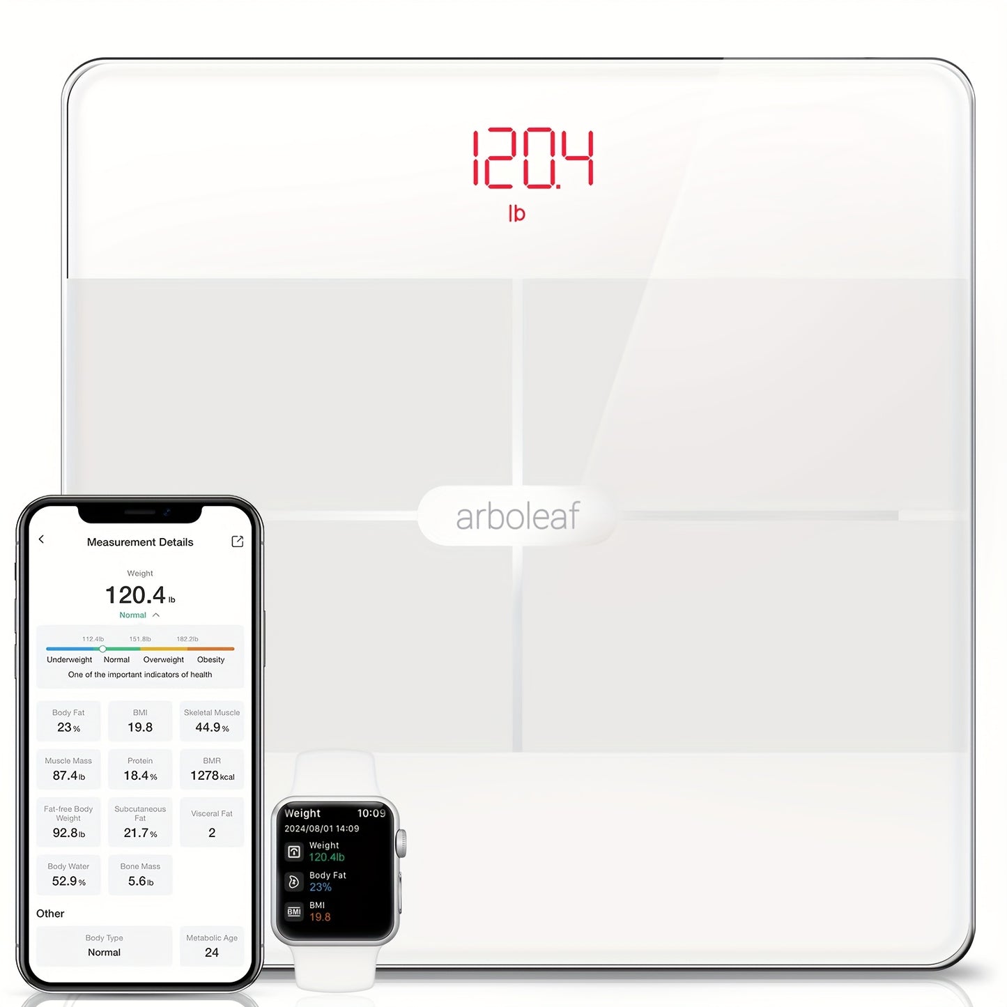 Arboleaf Fitness Body Scale With Wi-Fi Sync And 14-Parameter Analysis