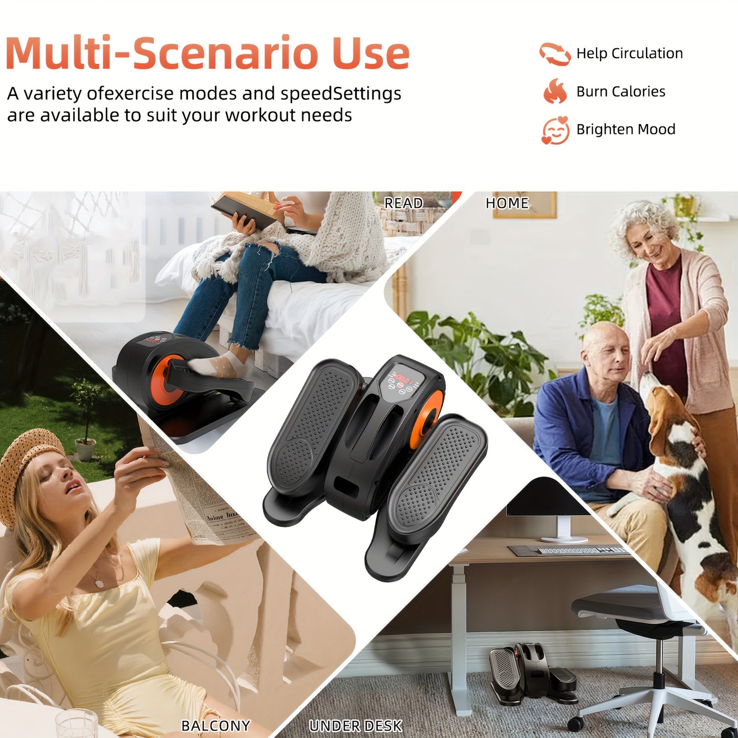 Under Desk Elliptical Machine - Fully Assembled, Quiet Portable Seated Pedal Exerciser with Remote Control & 12 Adjustable Speeds for Effortless Home Workouts