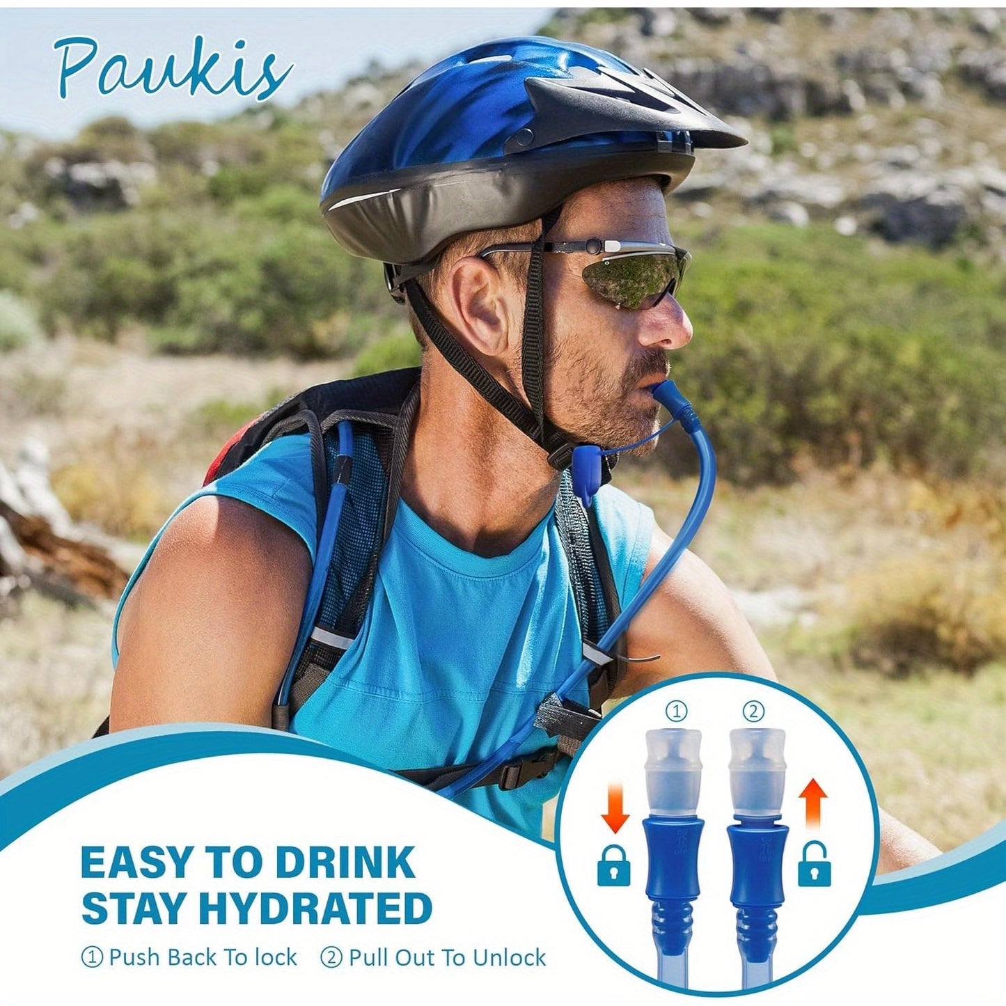 67.63oz Leak-Proof Hydration Bladder with Ergonomic Handle & Quick-Connect System - BPA-Free High-acity Water Reservoir, Large Opening Screw & Detachable Tube for Hiking, Camping, Cycling, Running Backpacks - Compatible with