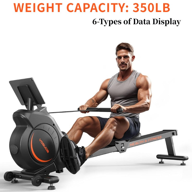 Magnetic/Water/Hydraulic Rowing Machine for Home, Rowing Machine for Taller Power Athletes, Comfortable Seat Cushion, 12×12 Powerful Magnetic, Dual Silent System, Maximum Weight Capacity 350 Lbs. 45-inch LCD Monitor Clearly