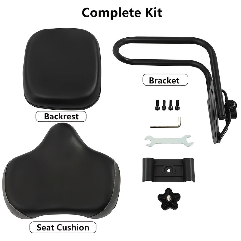 Bike Seat With Backrest PU Memory Foam Cushion Universal