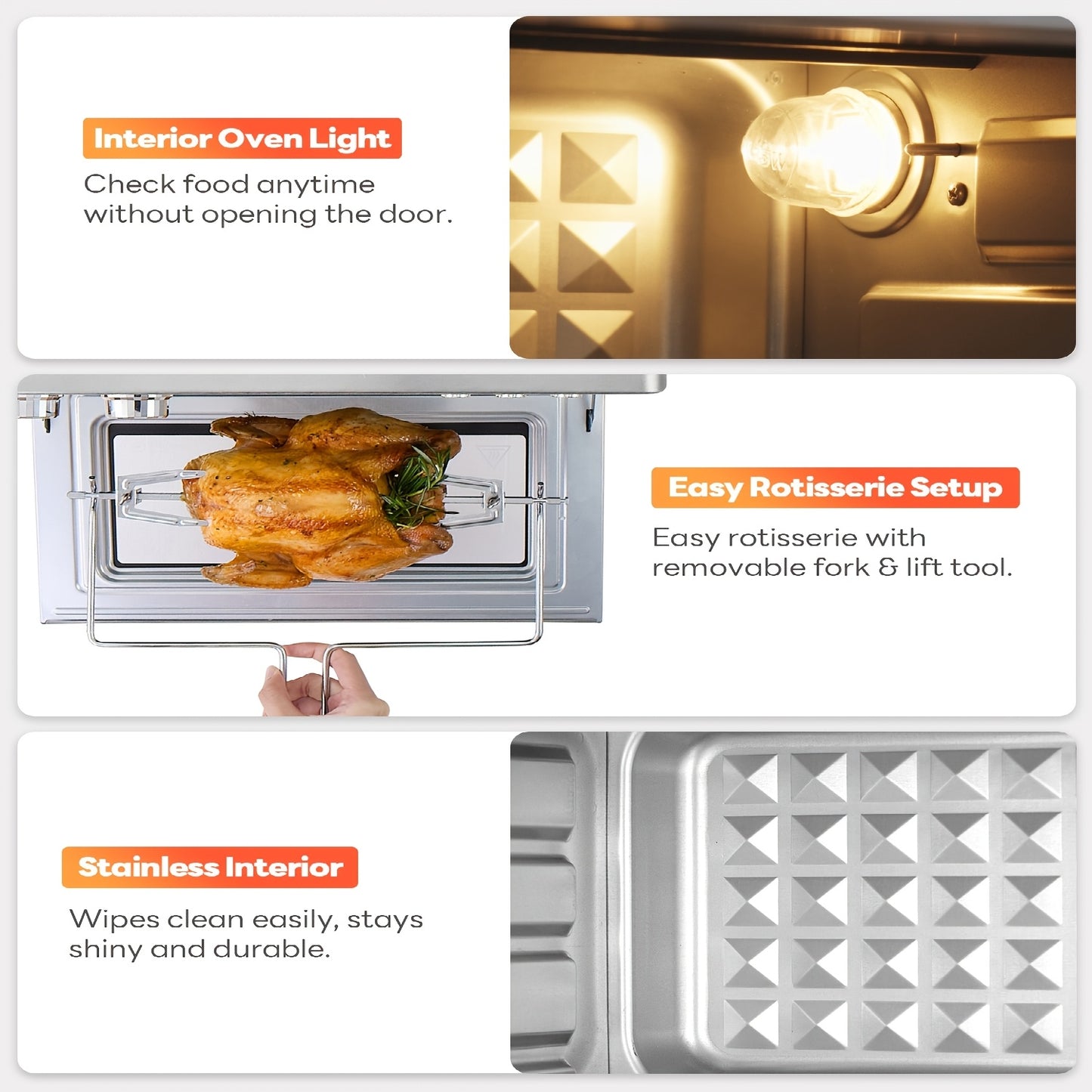 12-in-1 Air Fryer Convection Oven & Toaster Oven Combo with Rotisserie, 28QT Large Family-Sized Ovens Suitable for Whole Chicken, 11” Pizza, Roasting,, Broiling - Heavy-Duty for Kitchen, Christmas/Birthday Gift (120V, A-Typ