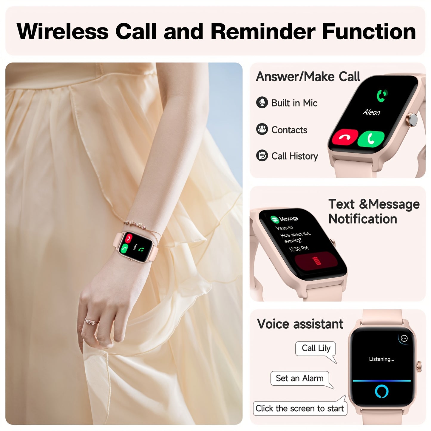 FAWEIO Smartwatch Alexa Built-In Fitness Tracker 100+ Modes