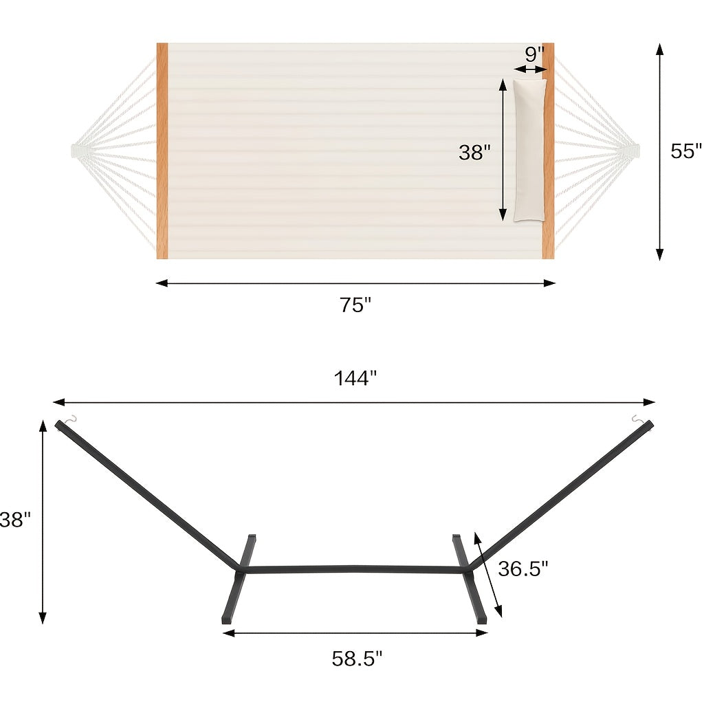 PIONEERWORKS Heavy-Duty Two-Person Hammock With Steel Stand