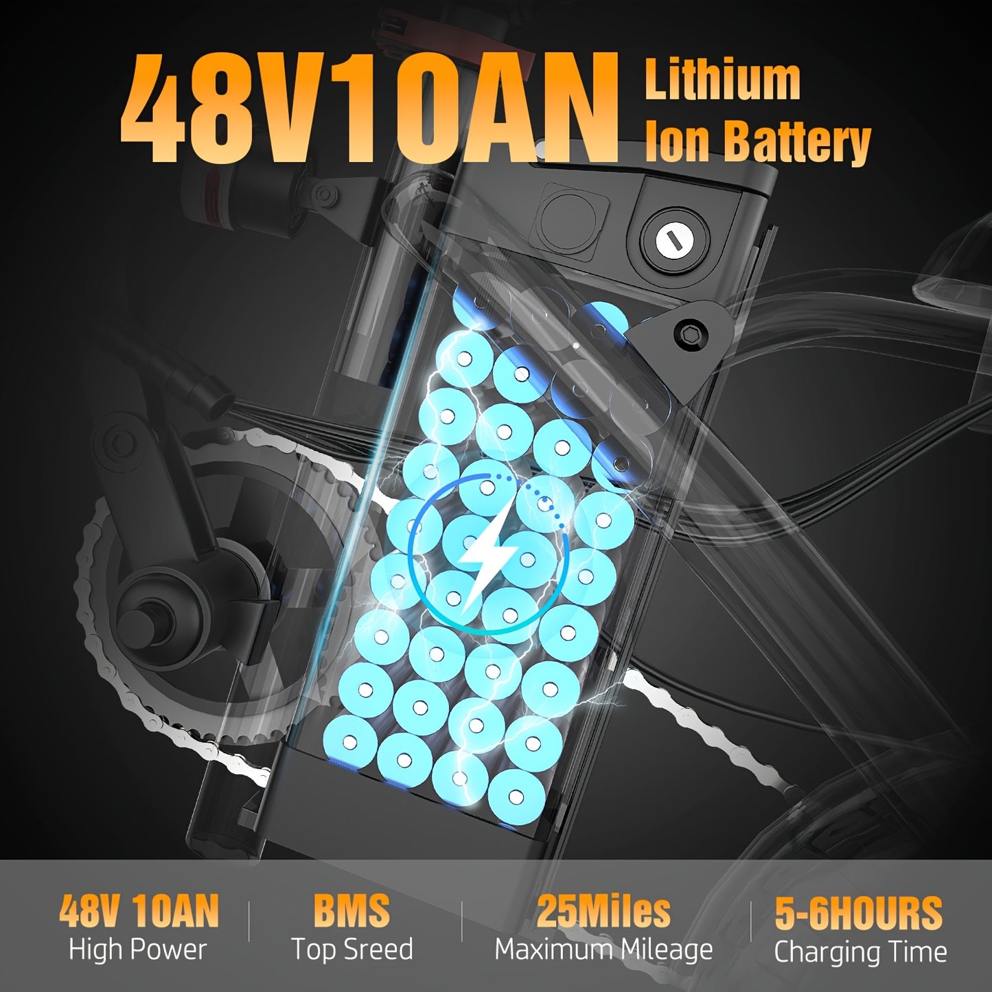 Electric Bike Folding 650W 48V Rechargeable Battery