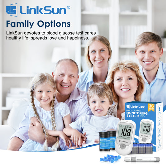 LINKSUN Blood Glucose Monitor Kit With 100 Strips And Lancets