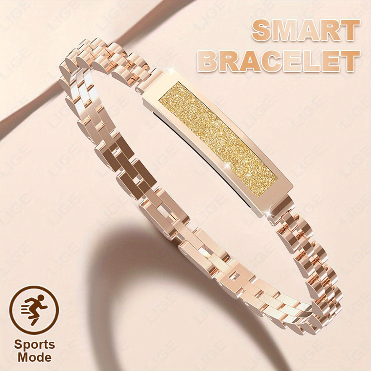LIGE Smart Bracelet Square Face Metal Chain Link Fitness Tracker