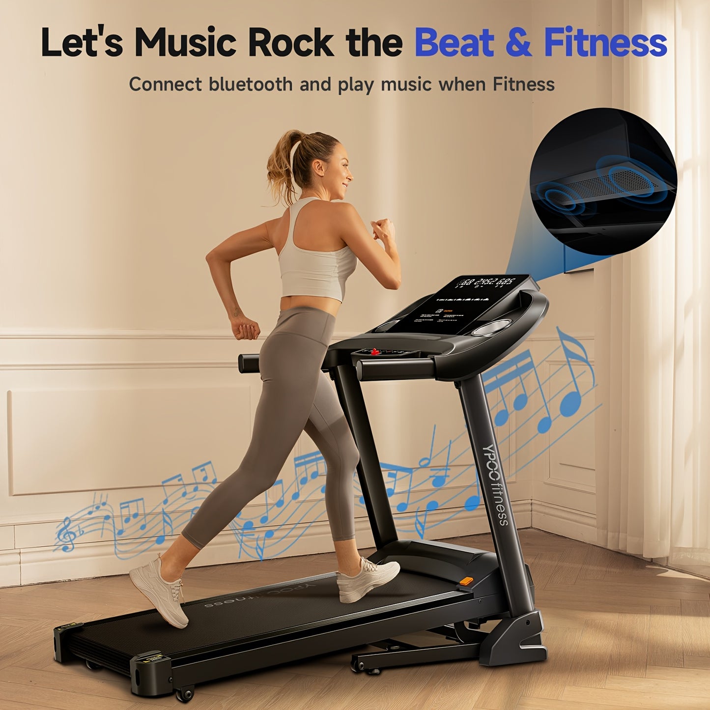YPOO Treadmill Adjustable Incline Home Gym Cardio Machine