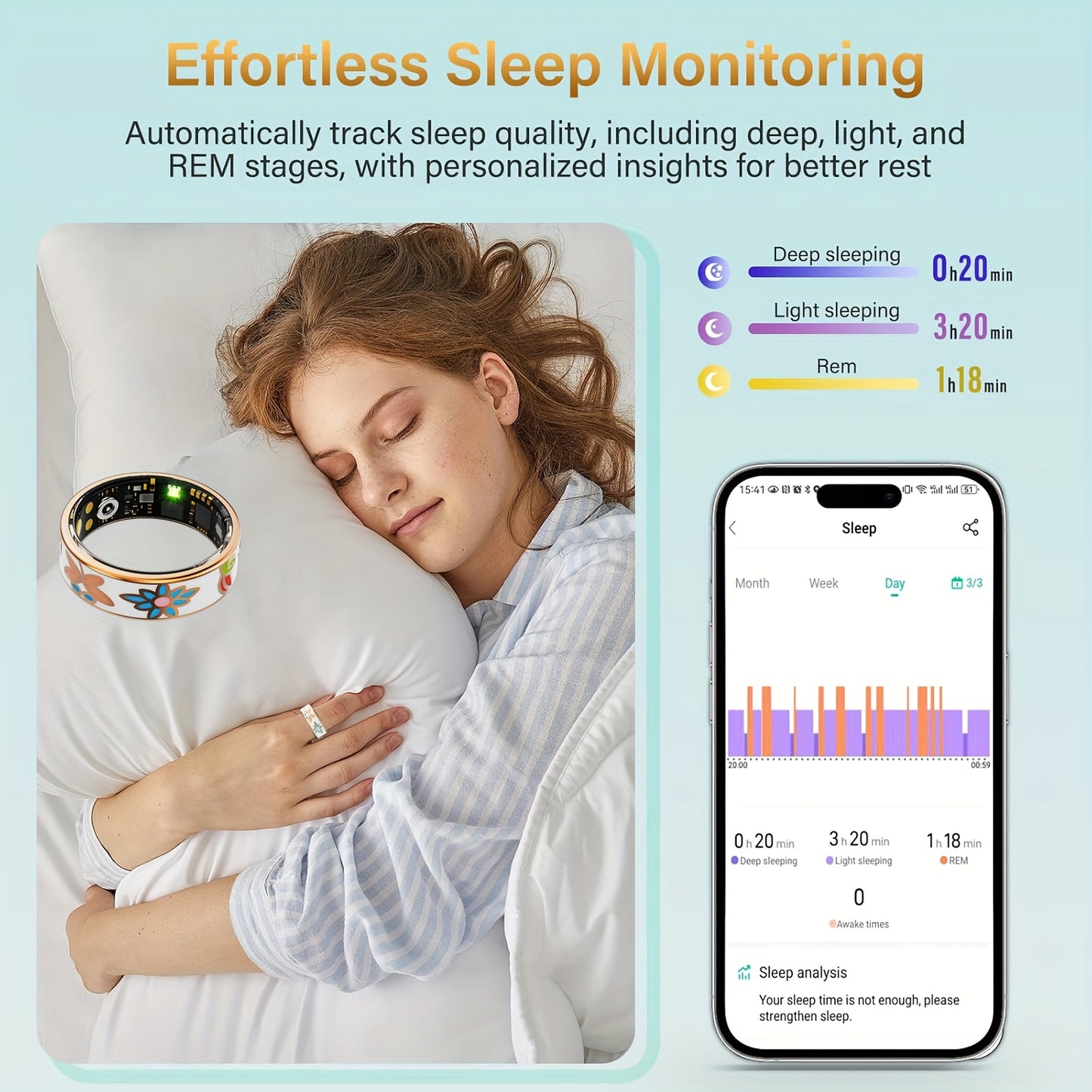 Smart Ring Sleep Monitor For iOS Android Wearable Tech