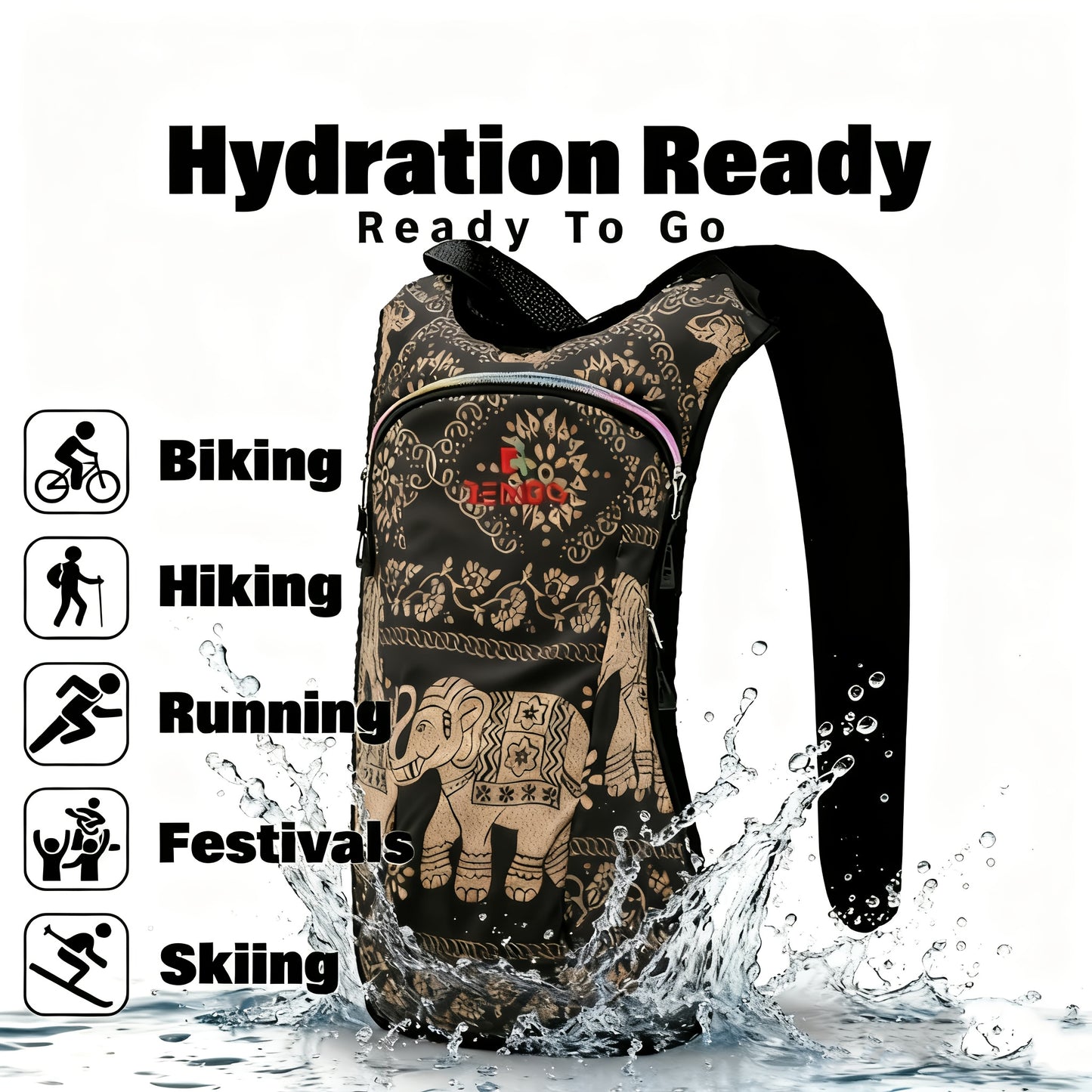 Laser Outdoor Backpack with 2-liter Water Bag - A Must-have for Holidays! Rave Water Bag Backpack, Suitable for Outdoor Activities Such As Hiking, Running, Cycling, Etc