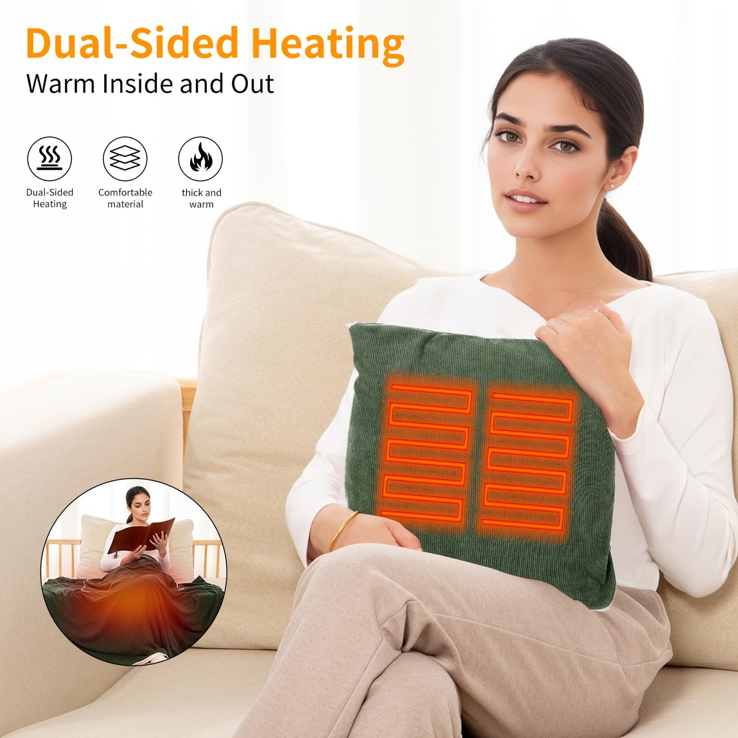 USB Heated Blanket Flannel Comfort For Home Office Travel