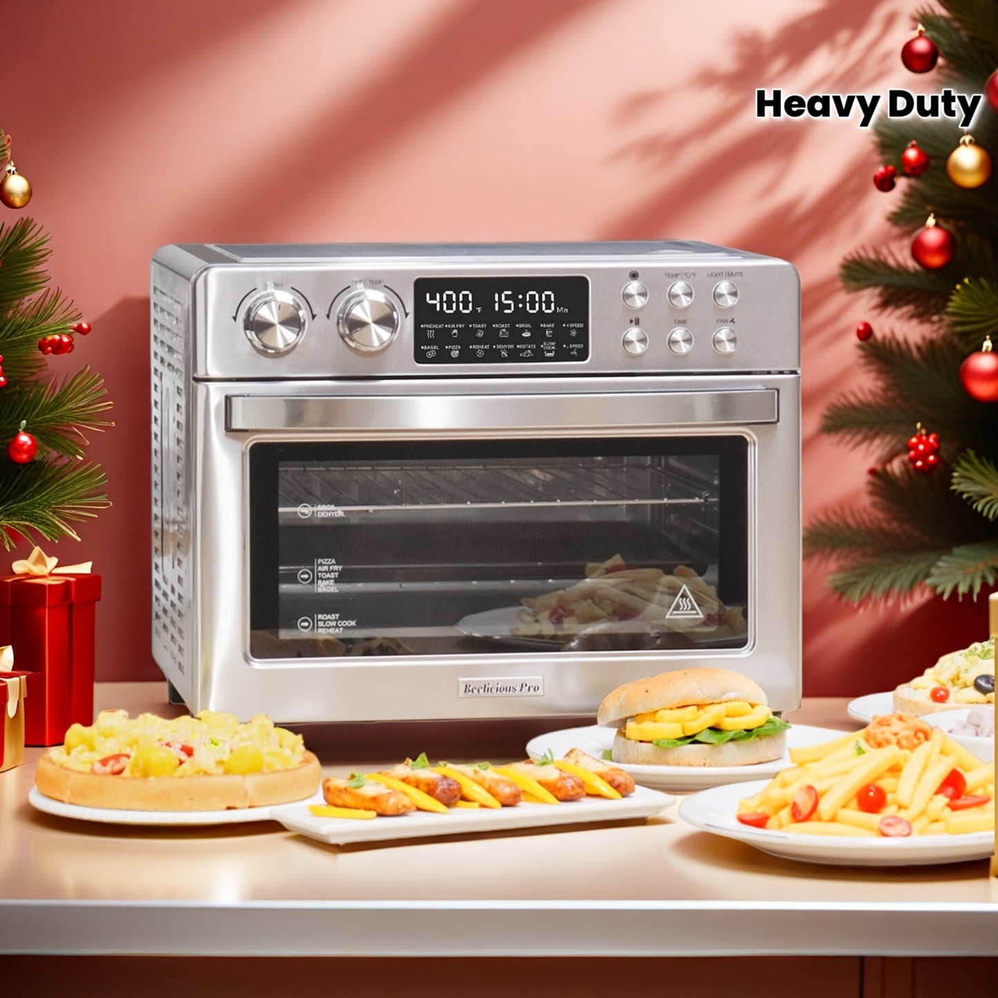 12-in-1 Air Fryer Convection Oven & Toaster Oven Combo with Rotisserie, 28QT Large Family-Sized Ovens Suitable for Whole Chicken, 11” Pizza, Roasting,, Broiling - Heavy-Duty for Kitchen, Christmas/Birthday Gift (120V, A-Typ