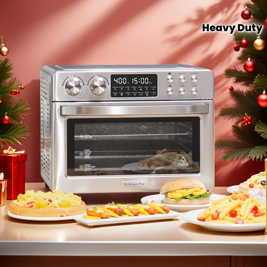 12-in-1 Air Fryer Convection Oven & Toaster Oven Combo with Rotisserie, 28QT Large Family-Sized Ovens Suitable for Whole Chicken, 11” Pizza, Roasting,, Broiling - Heavy-Duty for Kitchen, Christmas/Birthday Gift (120V, A-Typ
