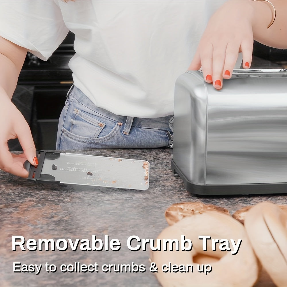 Touch Screen, Intelligent Stainless Steel 2pcs Toaster, 6 Tone Settings, 6 Bread Choices, Countdown, Unfreezing Cancellation And Other Functions, Movable Bread Crumb Tray, 900 Watts.