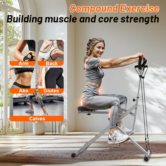 Foldable Squat & Rowing Machine for Women Suitable for Home Gym, Adjustable Resistance Deep Squat Rowing Equipment with System, 330LBS Weight Capacity, Ab/Back/Leg Workout Machine for Core Strength Training, Compact Fitness G