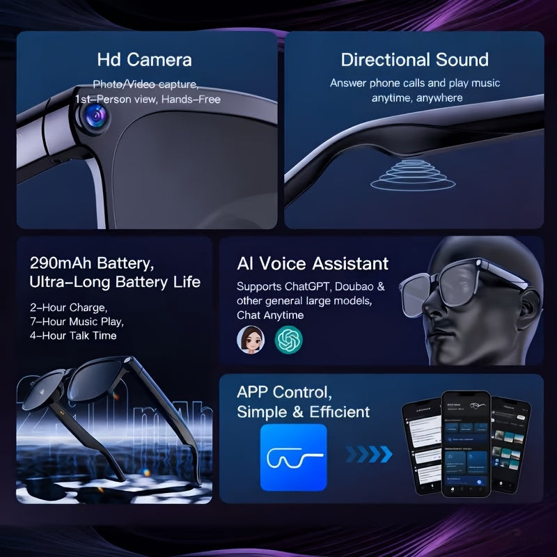 HVESBSFSY Smart Video Glasses Translation And 4K Recording