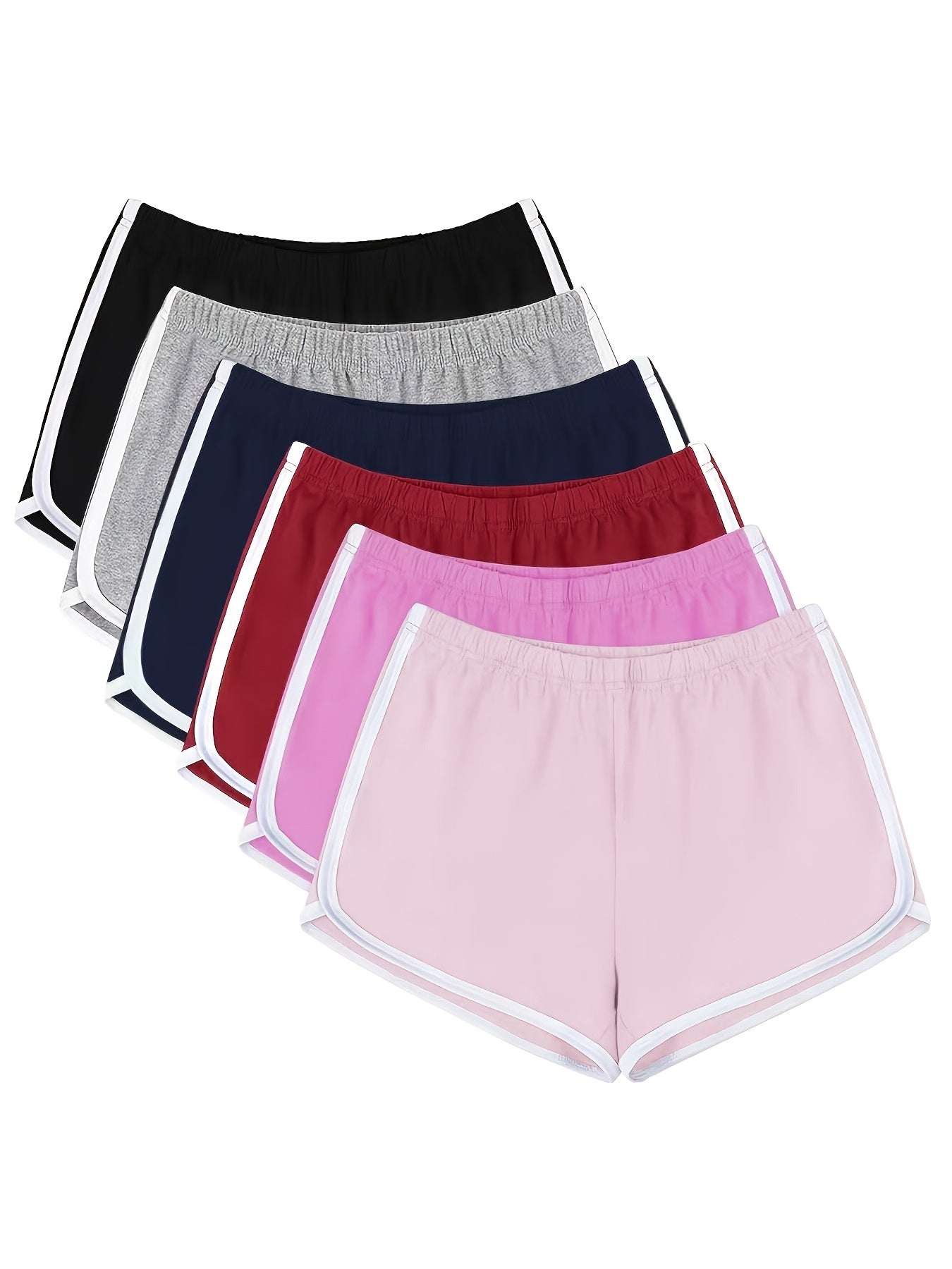 6pcs Women's Fitness Shorts - Soft, Breathable, Hip-Lifting Design, Stylish Dolphin Cut, Versatile for Gym, Cycling, Hiking & More, Spring Clothes, Summer Clothes, Valentine's Day Gifts, Easter Gifts, Discounted