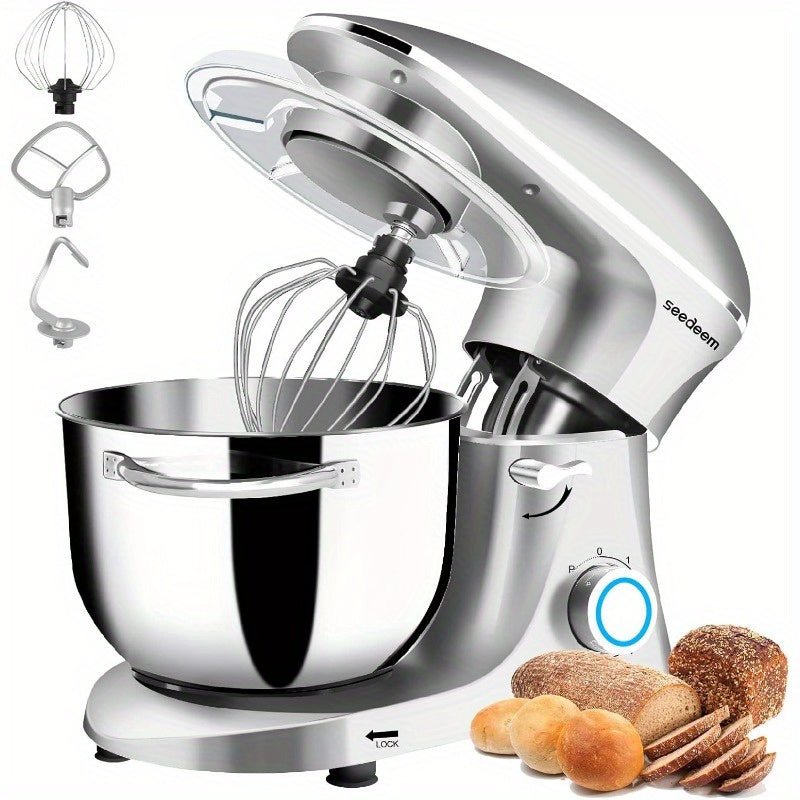 [Seedeem Electric Stand Mixer] Seedeem 6Qt Electric Stand Mixer, 660W 6-Speeds Tilt-Head with Dishwasher-Safe Dough Hook, Wire Whip & Beater for Daily Use, Black