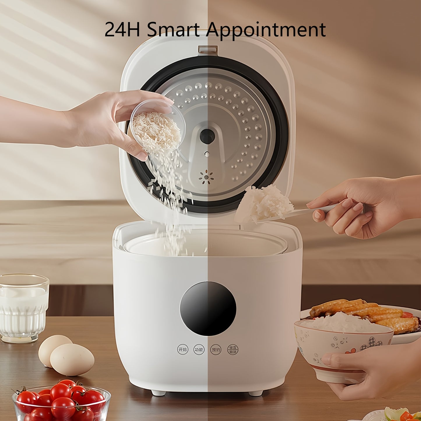 Yalulu Rice Cooker, Smart Electric Cooker, Touch Screen, Digital Display, 3L/ 101.44oz Capacity, Can Make, Porridge, Soup, 24-hour Timer And Keep Warm Function, Suitable For Home Use