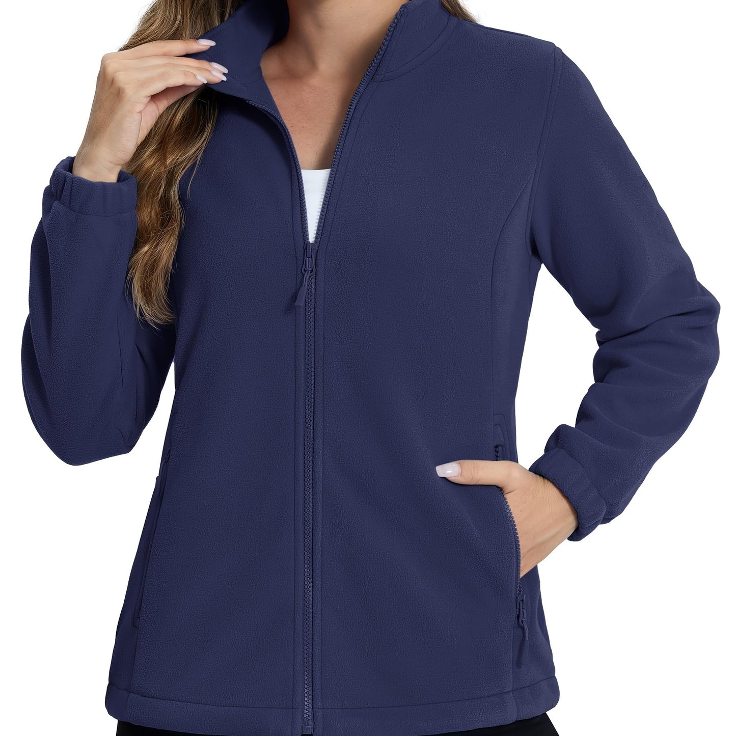 MAGNIVIT Women's Full-Zip Jacket, Stand-Collar Lightweight Polyester