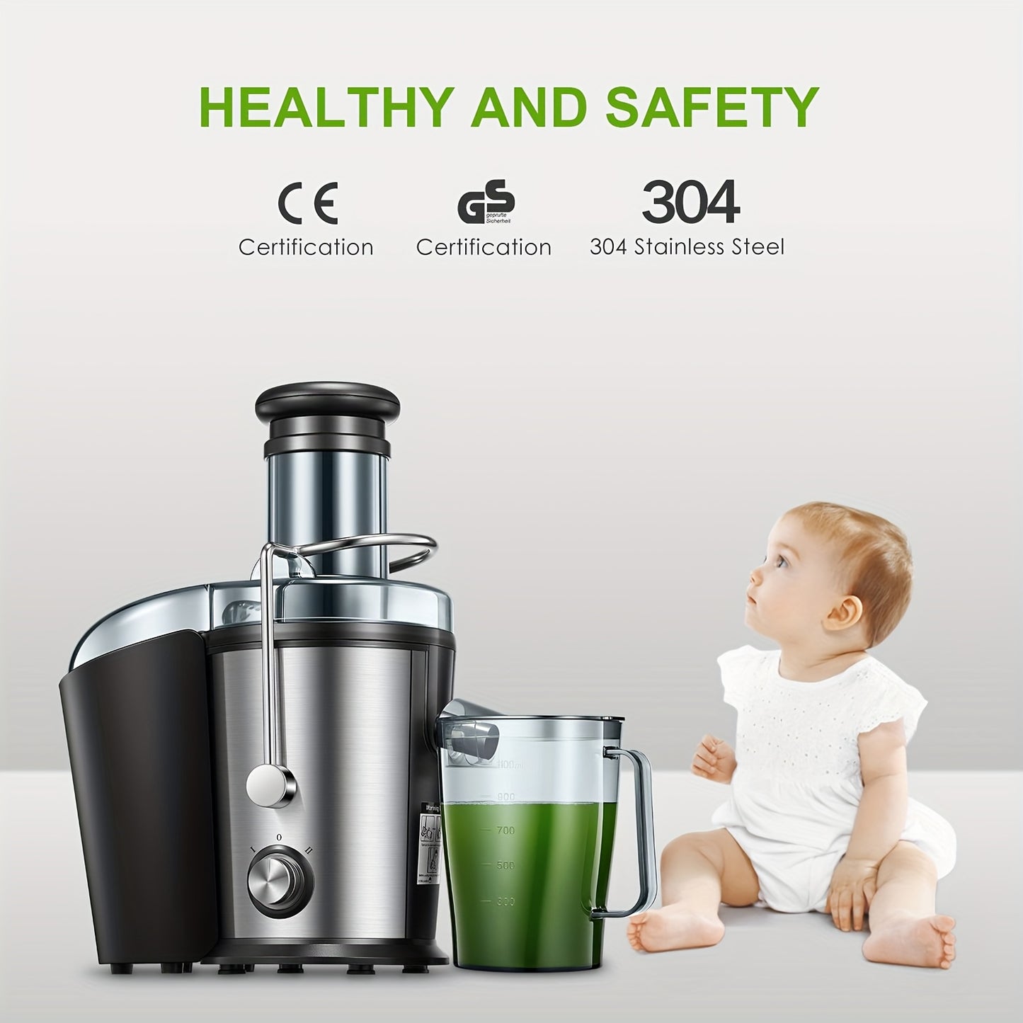 800W Juicer Machines, Juilist Juicer Machines Vegetable And Fruit Easy To Clean With 3" Wide Mouth And Anti-Drip, Compact Centrifugal Juicer Extractor Dual Speeds, Recipe & Brush