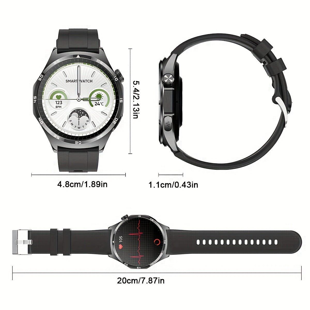 YYKY Smartwatch AMOLED Display Long-Lasting Battery Bluetooth 5.0