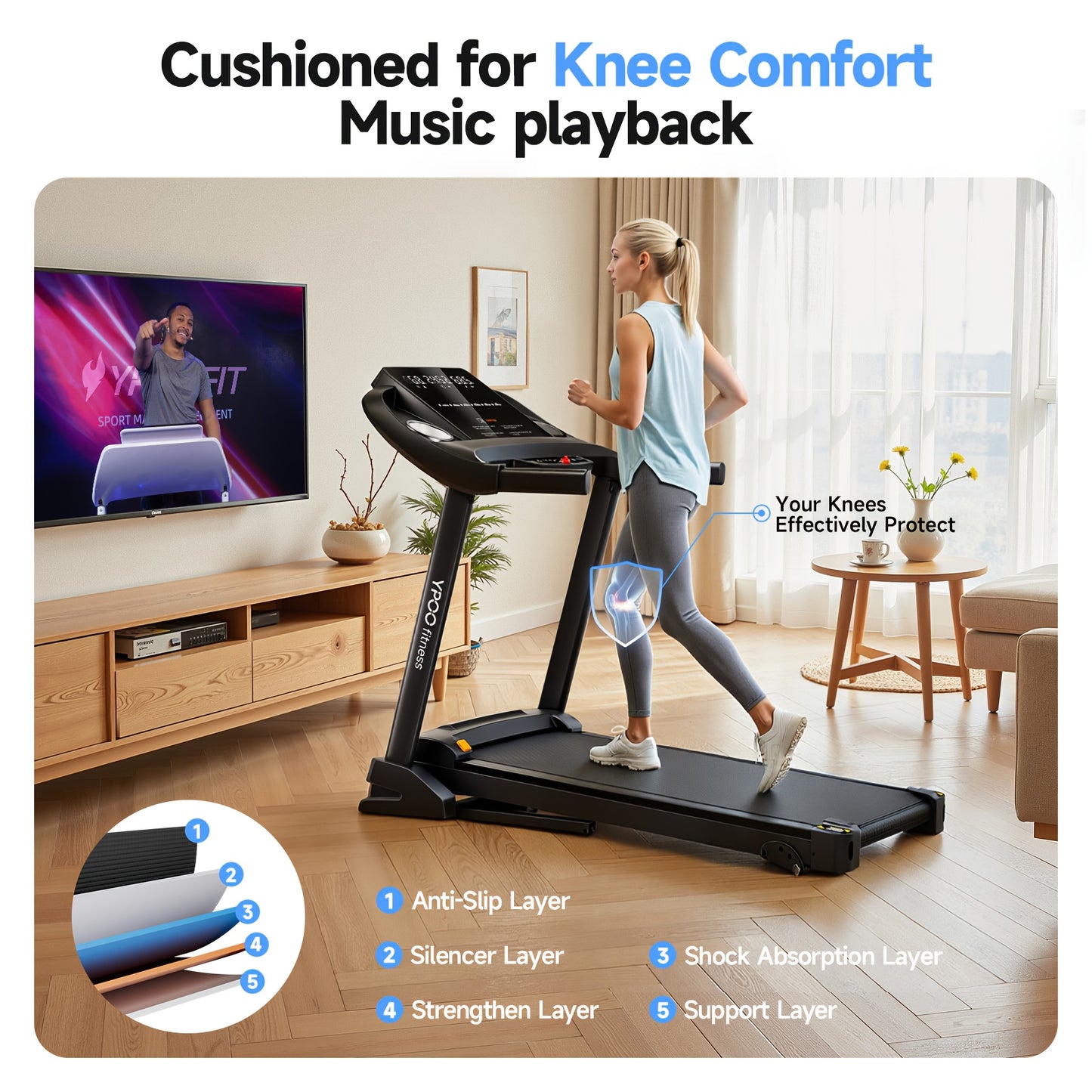 YPOO Walking Pad Treadmill Auto Foldable For Home Use