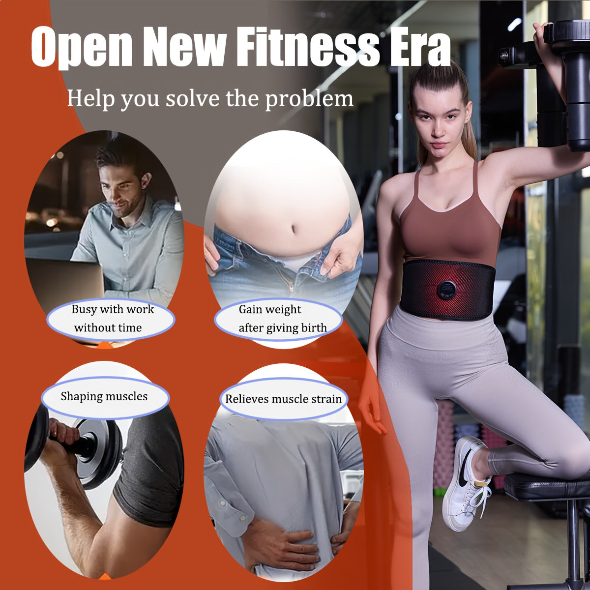 EMS Muscle Training Belt, Muscle Stimulator, Abdominal Massage Training Belt, Abdominal Muscle Massager, Adjustable Mode And Intensity Fitness Belt, Abdominal Massage Training Belt, Home Fitness Equipment, USB Rechargeable Ab