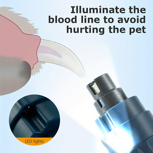 Dog Nail Grinder 2-Speed Rechargeable LED Light for Pets