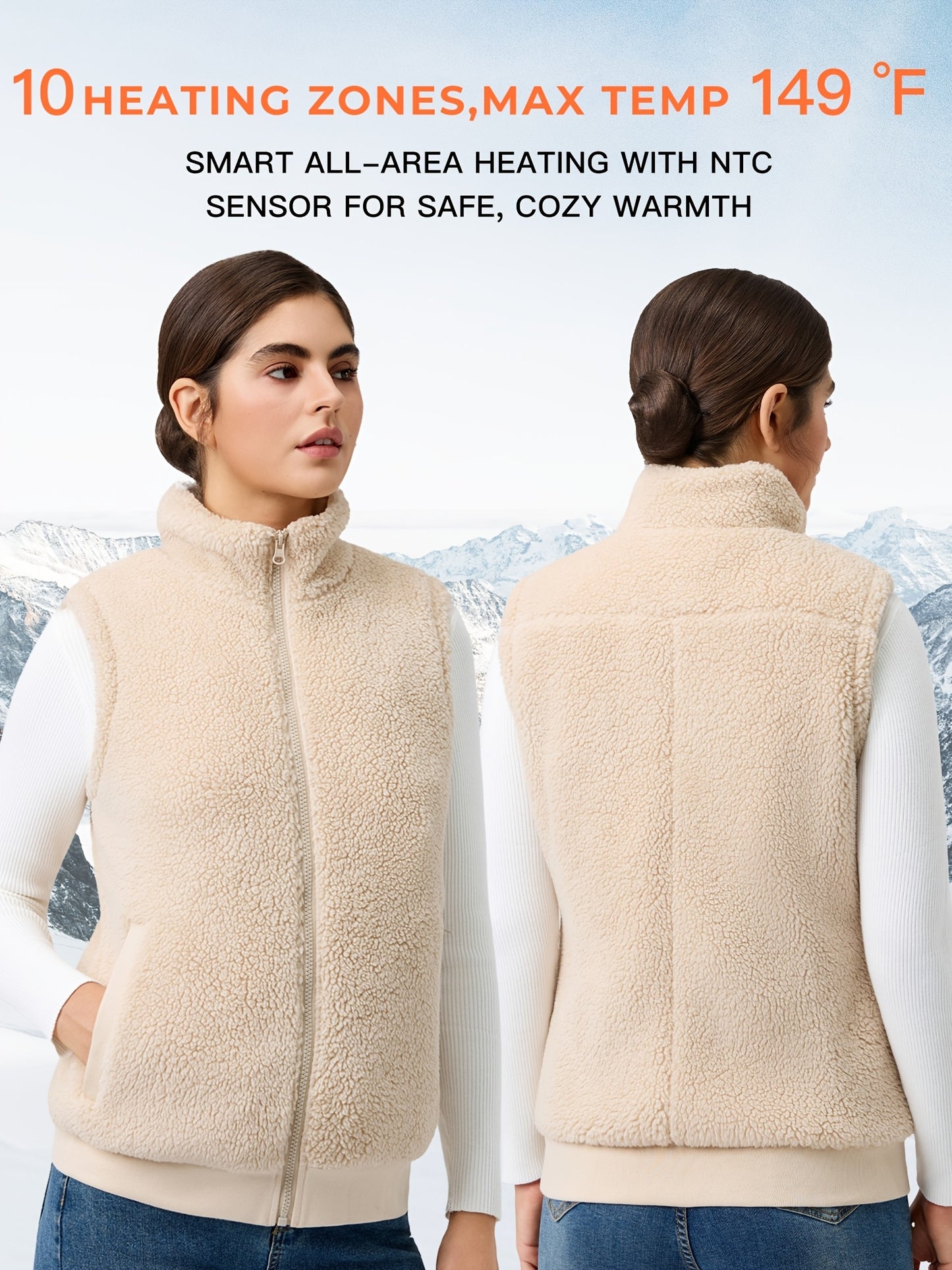 Heated Vest Fuzzy Fleece For Women 16000mAh Battery