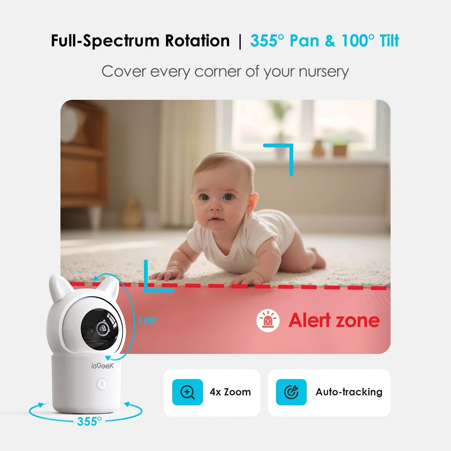 IEGEEK Baby Monitor 1080P Split-View With 2 Cameras