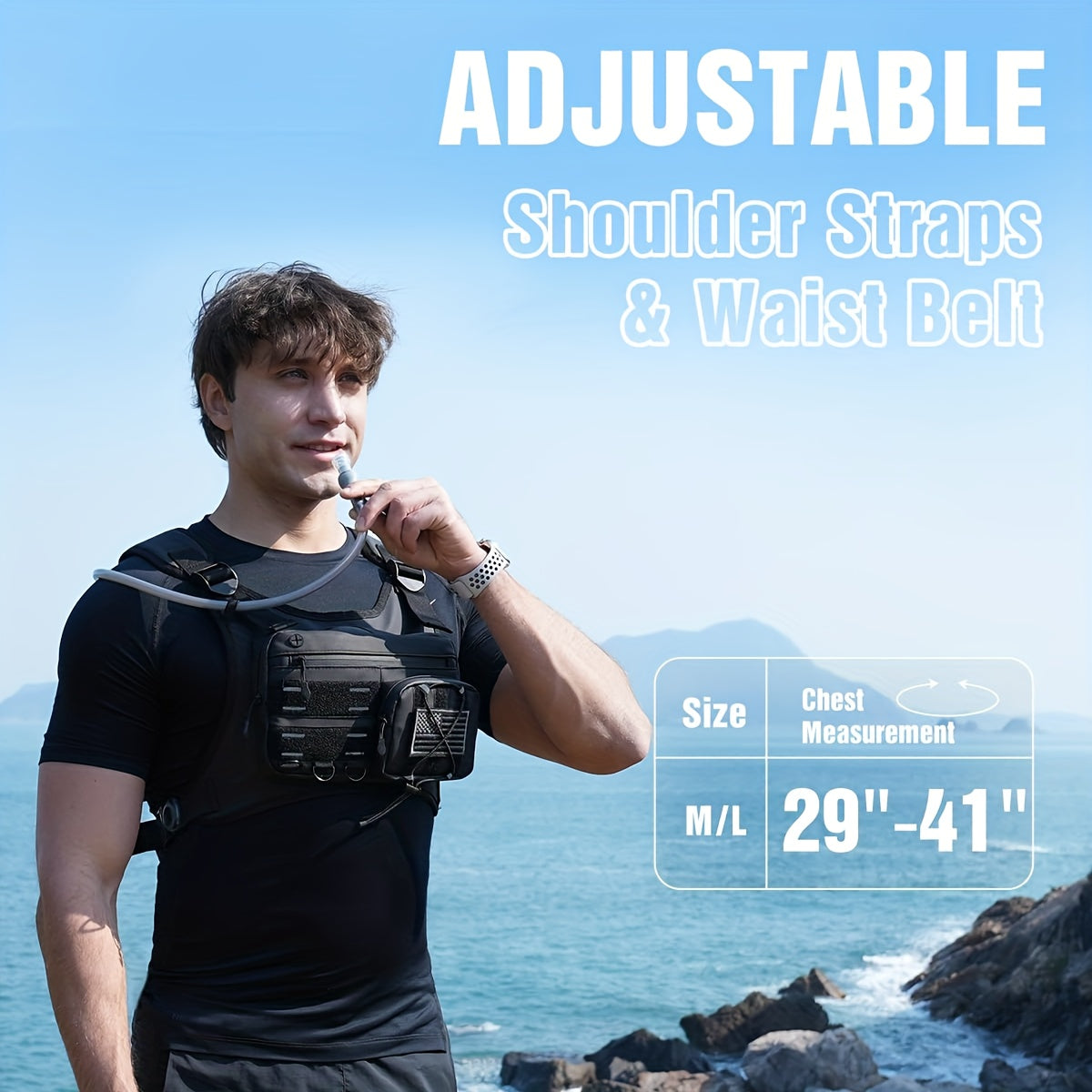Running Vest, Lightweight Adjustable Chest Pack With Gear Holder, 2L Water Bladder, Reflective Running Hydration Vest For Women Men, USA Original Patent, For Marathon