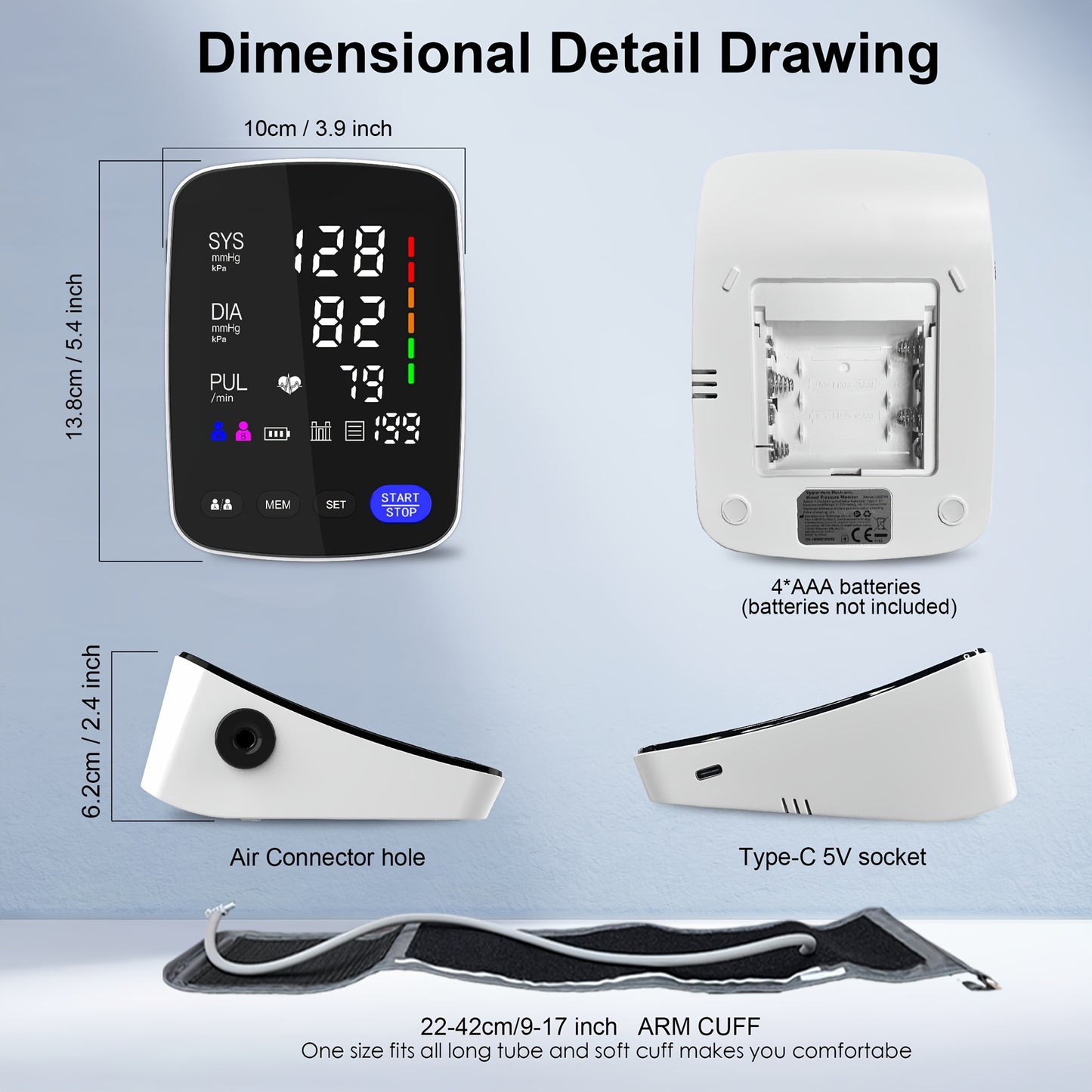 ALPHAMED Automatic Digital Blood Pressure Monitor Curved Screen