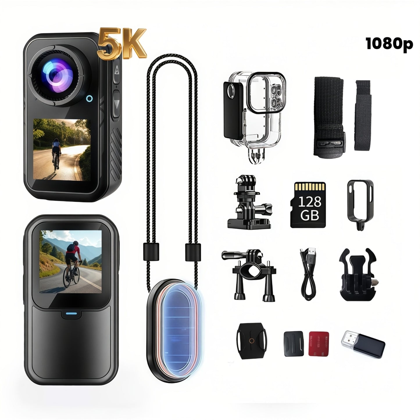 MUOXUEQN Thumb Camera 5K Ultra HD 60fps Wearable Action
