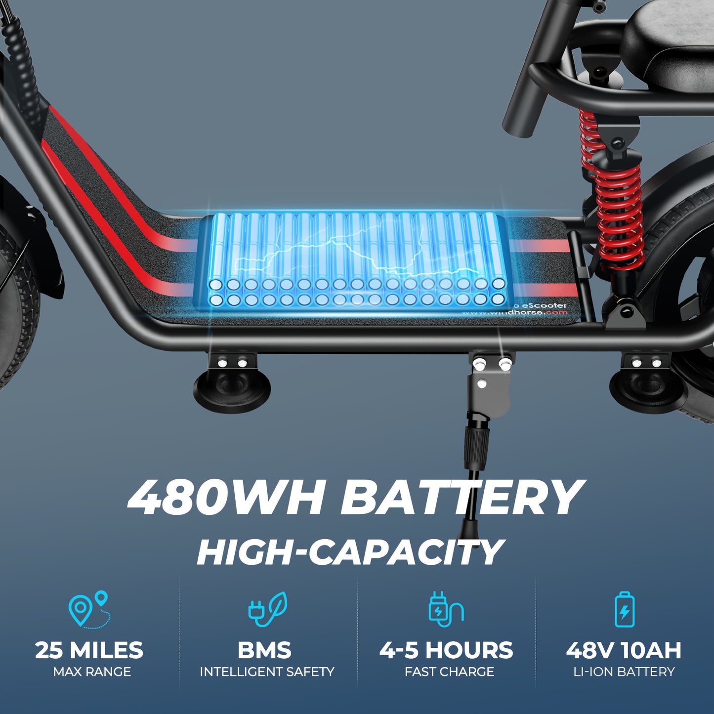 WINDHORSE Electric Scooter With Seat And Basket Dual Suspension