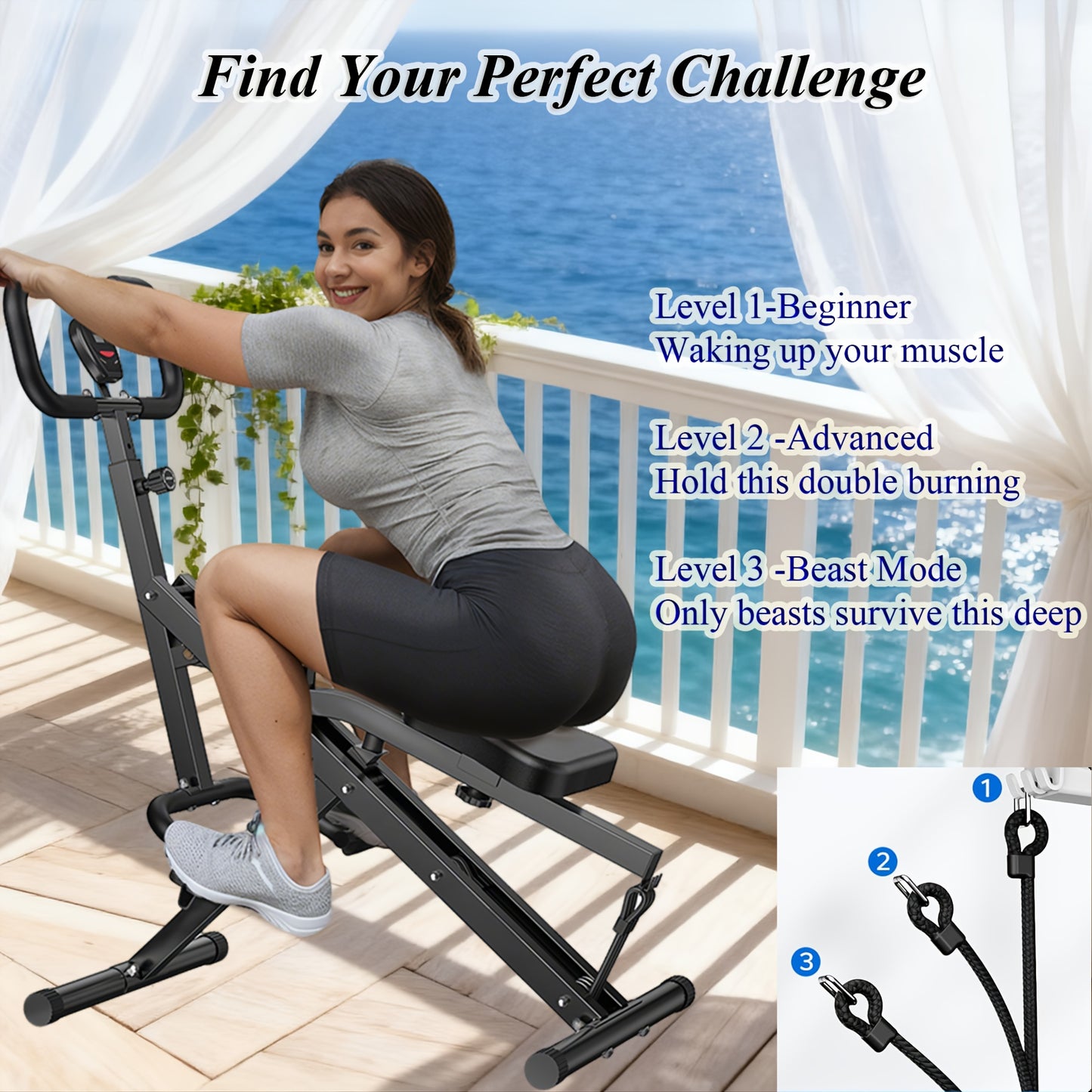 Foldable Squat & Rowing Machine for Women Suitable for Home Gym, Adjustable Resistance Deep Squat Rowing Equipment with System, 330LBS Weight Capacity, Ab/Back/Leg Workout Machine for Core Strength Training, Compact Fitness G