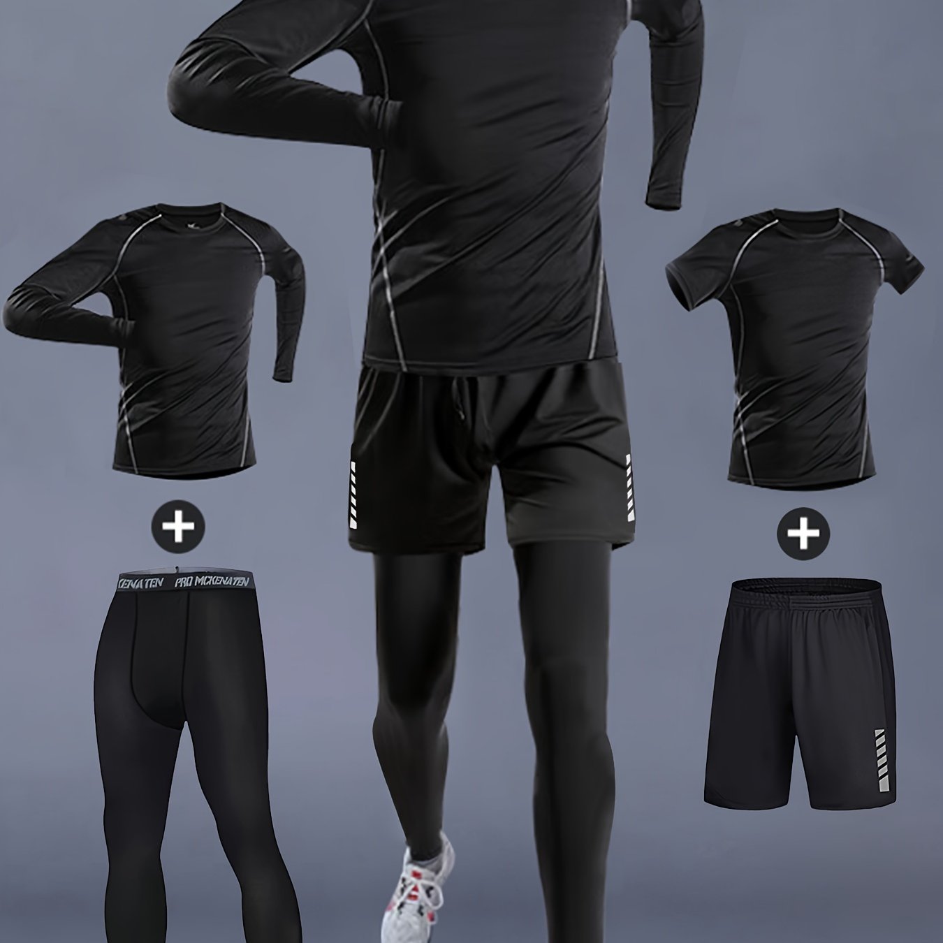 Men Fitness 4 Piece Moisture Wicking Training Set Performance