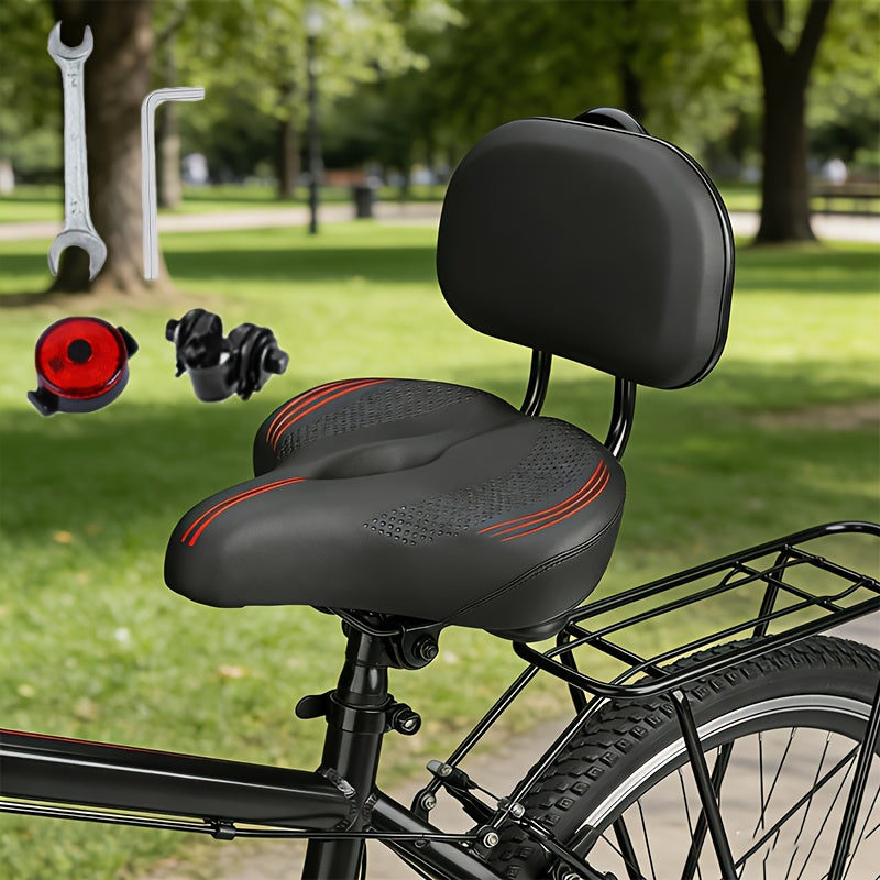 Bike Seat With Backrest PU Memory Foam Cushion Universal