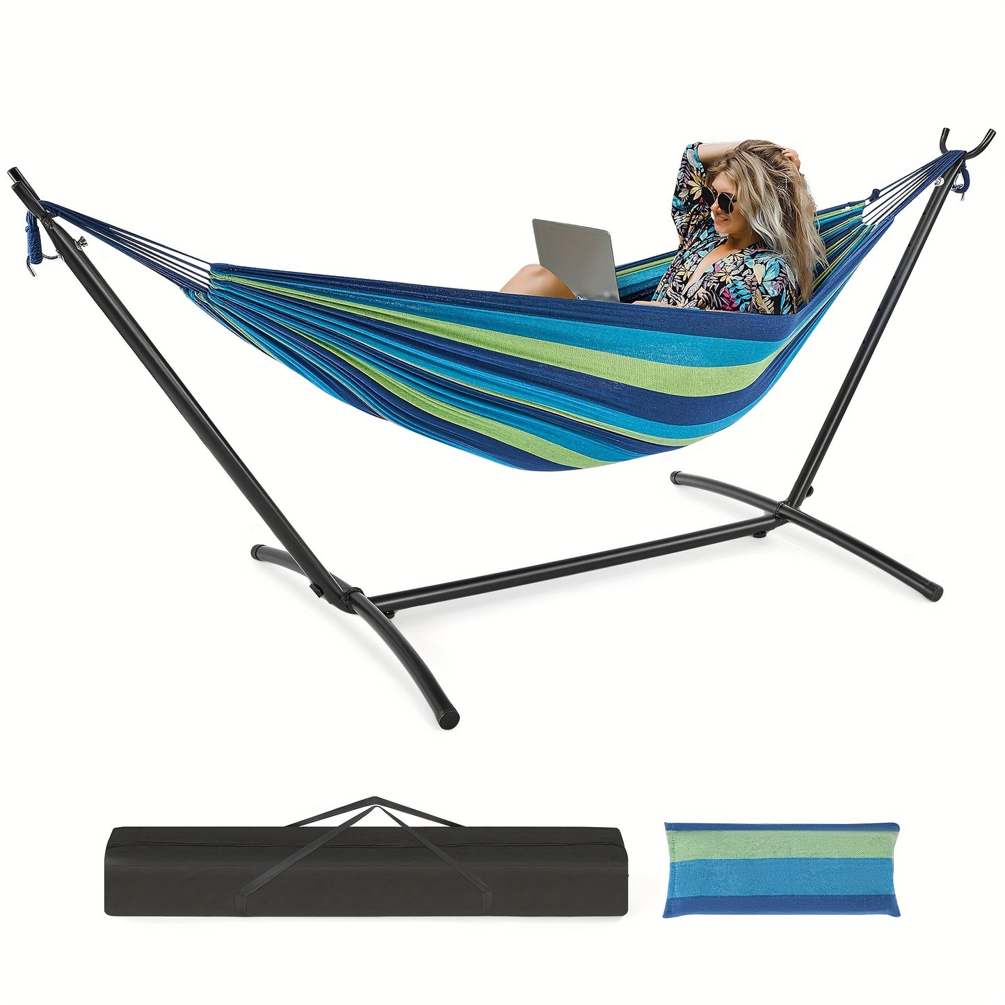 Antonia Double Hammock Space-Saving Stand Portable Steel Frame