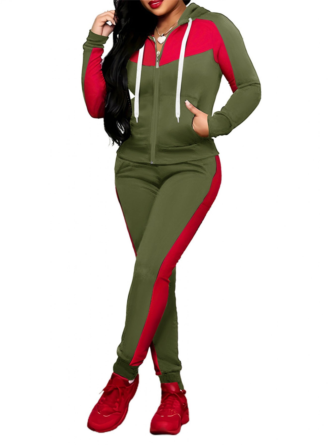 SCACTO Women's Two-Piece Full-Zip Hoodie Set With Shapewear