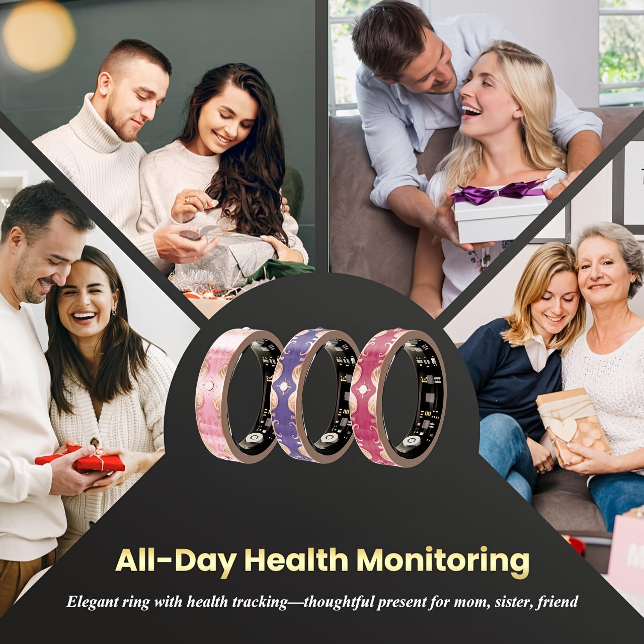 Smart Ring for Women - Fitness Ring with Step, Distance, Calorie, Menstrual Cycle, IP68 Health Rings for Women, Smart Rings for iOS/Android, Gift for Mom/Girlfriend