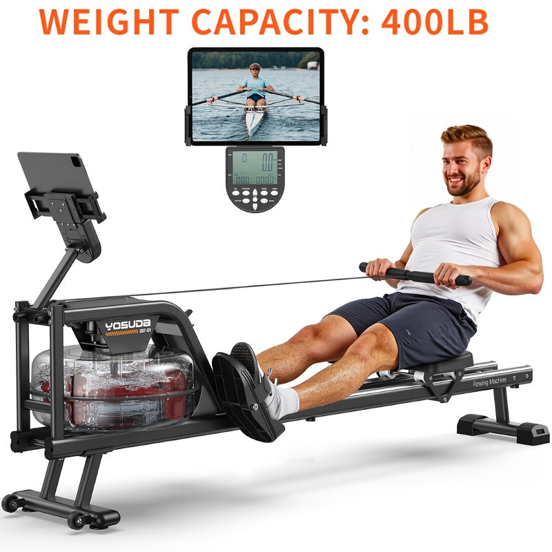 Magnetic/Water/Hydraulic Rowing Machine for Home, Rowing Machine for Taller Power Athletes, Comfortable Seat Cushion, 12×12 Powerful Magnetic, Dual Silent System, Maximum Weight Capacity 350 Lbs. 45-inch LCD Monitor Clearly