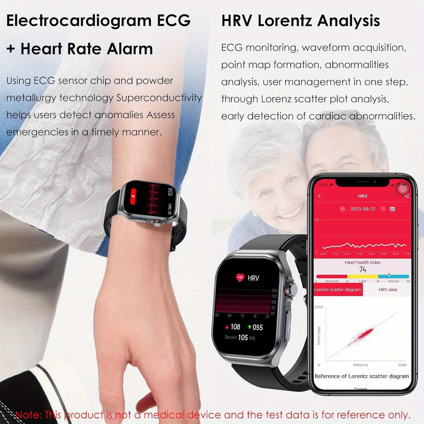 Smartwatch with 2.04" AMOLED Display, Long-Lasting Battery, Wireless Calling & NFC, Compatible for Android/iOS Smartphones, Voice Assistant/SOS, Menstrual Tracker & Weather App, Magnetic Charging, Unisex Smartwatch for Men &